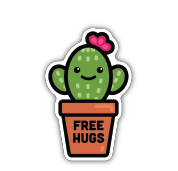 040962074343 Free Hugs Cactus Sticker